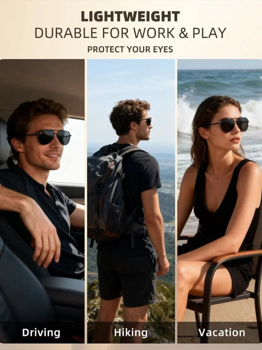3 Pack Sunglasses Set - Retro Round, Aviator & Classic Styles, Polarized UV400